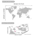 Gray world map wall stickers for home decor with 85.8x44cm finished size on white background - MS3304--25*70cm*2pcs