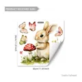 Détail de l'autocollant mural lapin aquarelle et champignon avec dimensions 30x30cm - Style Aquarelle Lapin Champignon Papillon (M13551)