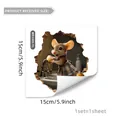 Detailed 3D mouse wall sticker showing a cute mouse washing apples, size 15x15cm - Apron Mouse Washing Apple (MS3305-YL)