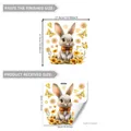 Détails des dimensions du sticker lapin de Pâques et mise en page pour déco de salle de bain - Style Lapin Avec Nœud Jaune (MS16503)