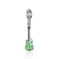 Guitar charm in 925 silver finish with green enamel for DIY bracelets and necklaces - Guitar Shape / 1 Piece (3.5*0.89cm) / Green