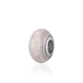 Pink marble textured silver-plated wheel bead charm for DIY charm bracelets - Off White