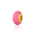 Roze gemarmerde legering bedel met gouden draadkern voor bedelarmbanden - Roze