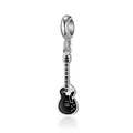 S925 silver electric guitar charm with black enamel for DIY bracelets and jewelry - Guitar Shape / 1 Piece (3.53*0.87cm) / Black