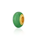 Donkergroene glinsterende kraal met gouden schroefdraadkern voor bedelarmbanden - Groen