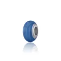 Blue marble patterned alloy charm bead with silver threaded core for DIY jewelry - Blue