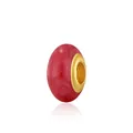 Rode gemarmerde glazen kraal met gouden schroefdraadkern voor armbanden - Rood