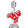 Cancer zodiac DIY bead in S925 silver with red enamel and star details - Cancer