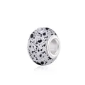 DIY charm bead for bracelets featuring a purple ink marble pattern and silver core - Light Purple Black Spots (1)
