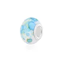 Rainbow watercolor resin bead with large silver metal hole for DIY charm bracelets - Blue-Green Ink Wash