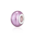 Close-up of purple pearlescent crystal bead with silver core for DIY charm bracelets - Purple (Style 5)