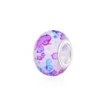 Detailed view of lavender crystal charm with blue ink wash pattern and silver core for bracelets - Light Purple Blue Purple Tint (8)