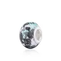 Rainbow ink resin charm bead with large silver hole for DIY bracelet jewelry making - Black-Gray Ink Wash