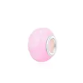 Pink gradient resin large hole beads with silver core for DIY jewelry bracelets - Cherry Blossom Pink Marble