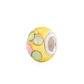 Artistic yellow resin bead with colorful swirl pattern and metal core for DIY bracelet - Yellow Green Pink Ink Wash (4)