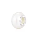 Polished cream pearl charm with silver metal core for DIY beaded charm bracelets - White