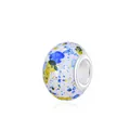 Artistic ink style glass charm bead with blue and yellow patterns for DIY bracelets - White Blue Yellow Splatter (5)
