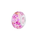 Pink ink art style glass bead with silver core for DIY charm bracelets and necklaces - Pink Purple Orange Splatter (4)