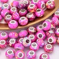 14mm marble resin beads with large metal core in pink and yellow for DIY jewelry - Pink and Yellow Marble Pattern (1)
