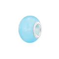 Light blue gradient resin charm bead with silver core for DIY bracelets - Sky Blue Marble