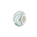 Green and purple spiral striped resin bead with silver core for DIY charm bracelets - Green Purple Spiral (6)