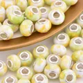 DIY tie-dye resin large hole beads with yellow-green watercolor finish for jewelry making - Yellow Green Watercolor Style (3)
