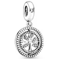 Detailed view of silver Tree of Life charm pendant with sparkling cubic zirconia stones - Tree of Life (1)