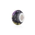 Großloch-Charm-Perle aus Resin mit Galaxie-Muster und Silberkern für DIY-Schmuck - Tiefvioletter Sternenhimmel (6)