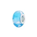 Cuenta de resina con mosaico azul y blanco de gran agujero con núcleo de metal plata - Estilo de Mosaico Oceánico Azul Blanco (6)