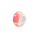 Artistic pink and yellow watercolor resin charm bead with silver core for DIY bracelets - Pink-Yellow Ink Wash