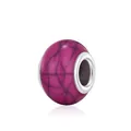 Purple resin large hole charm bead with black marble texture and silver metal core - Dark Purple Webbed(2)