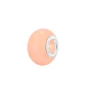 Peach pink gradient resin charm bead with silver metal core for DIY bracelet making - Coral Orange Marble