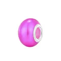 DIY rose pink charm bead with pearl luster and silver metal core for bracelets - Rose Pink