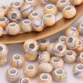 Handcrafted marble resin beads with silver core for DIY jewelry and charm bracelets - Orange Purple Swirl(11)