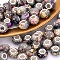 Close-up of 14mm marble texture resin beads with silver metal cores for DIY jewelry - Multicolor Artistic Polka Dots (4)