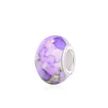 DIY-Charm-Perle mit violetten Aquarell-Harzblumenmustern und einem silbernen Metallkern - Lila Tuschewaschung