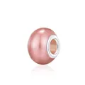 Pearlescent pink crystal bead with silver metal core for DIY charm bracelets - Pearlescent Pink