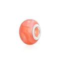 Pink and orange gradient resin charm bead with silver metal core for DIY bracelets - Pink Orange Marble