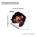 Detailed dimension guide for 3D mouse wall sticker showing 15cm size with 3D hole effect - Mouse With Red Headphones Hoodie (MS7264-YC)