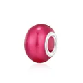 Vibrant rose red large hole charm bead with metallic finish for DIY bracelet jewelry - Rose Red