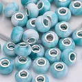 Macro shot of blue marble resin beads with large metal cores for DIY jewelry making - Blue White Sea Ripple(4)
