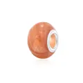 Polished orange gradient resin charm bead with silver metal core for DIY bracelet - Bright Orange Marble