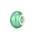 DIY charm bead in vibrant green with silver metal core for customized bracelets - Green