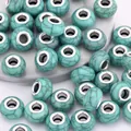 Polished 14mm turquoise crackle acrylic beads with silver core for DIY jewelry making - Turquoise Green