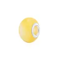 DIY charm bead in light yellow resin with polished silver metal core for bracelets - Light Yellow Cloud Texture