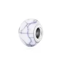White marble texture resin charm bead with silver metal core for DIY bracelets - White Marble Pattern (5)