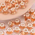 Cuentas de resina de vidrio ámbar de gran agujero con núcleo de plata para joyas DIY - Ámbar (1)