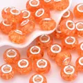 Cuentas charm naranja de acrílico con pan de oro y agujero grande para joyería DIY - Naranja (1)