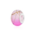 Polished pink gradient resin beads with gold crackle pattern and metal large hole - Light Pink Gradient Style (2) / 10 Pieces Pack