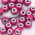 14mm faceted rose red acrylic beads with black crackle patterns and silver metal cores - Rose Red